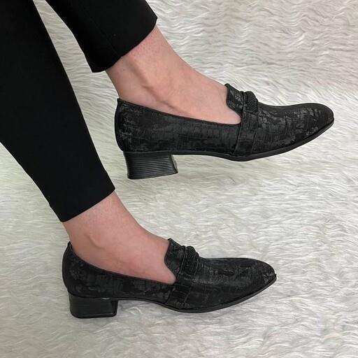 کفش کالج زنانه مدل پتینه نگین دار